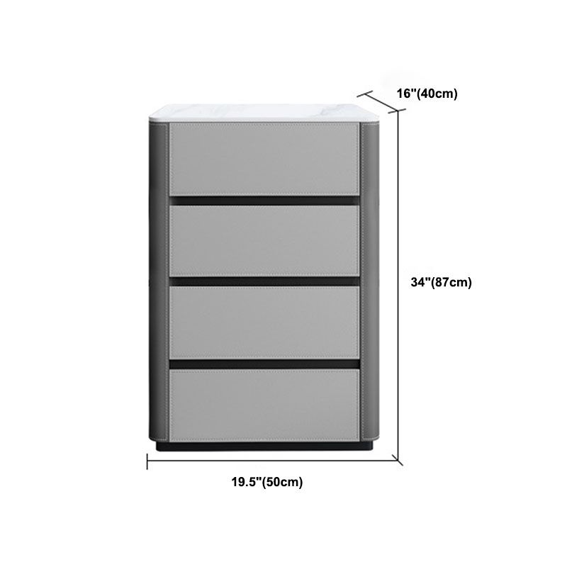 Contemporary Stone Chest Bedroom Vertical Storage Chest in Gray with Drawers