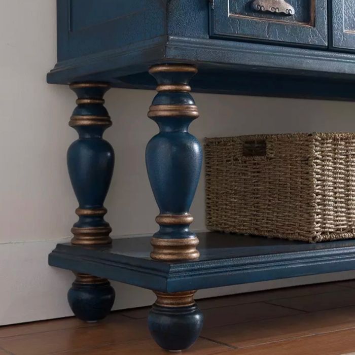 French Country Rectangle Console Table Rubber Wood Console Accent Table for Hall