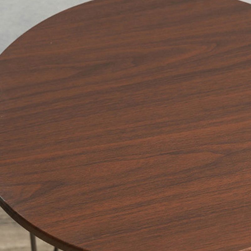 Solid Wood Round Top Side End Table with  Metal 3 Legs End Table