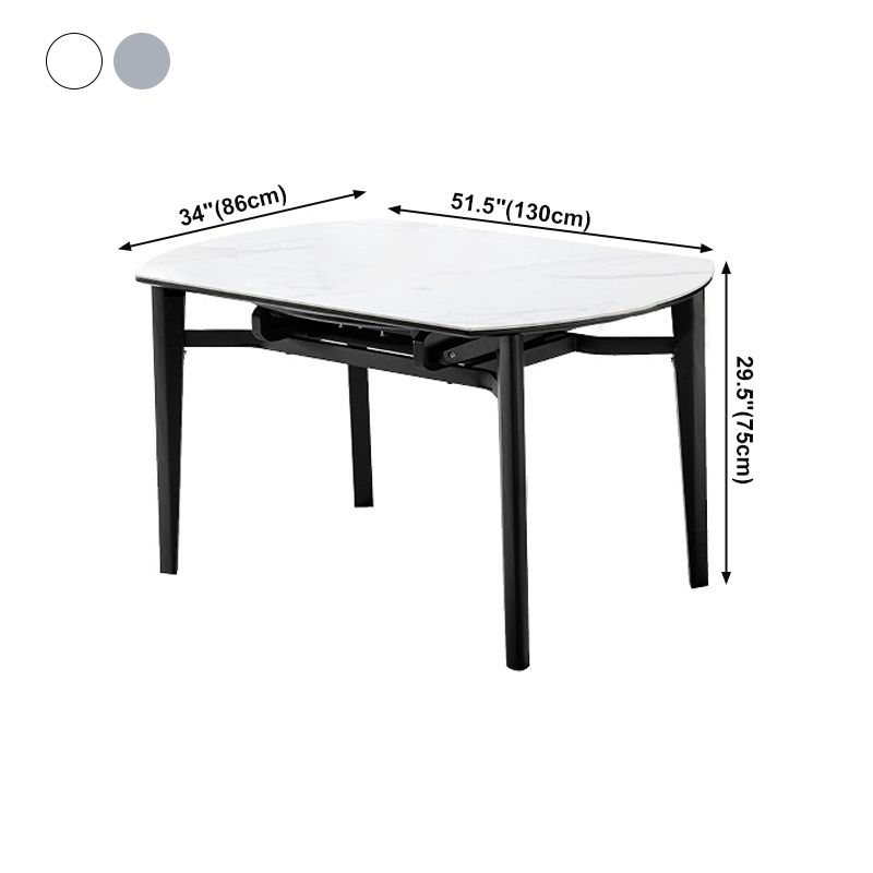 Contemporary Style Round 51.2'' Dining Site Table Stone Drop-Leaf Dining Room Furniture