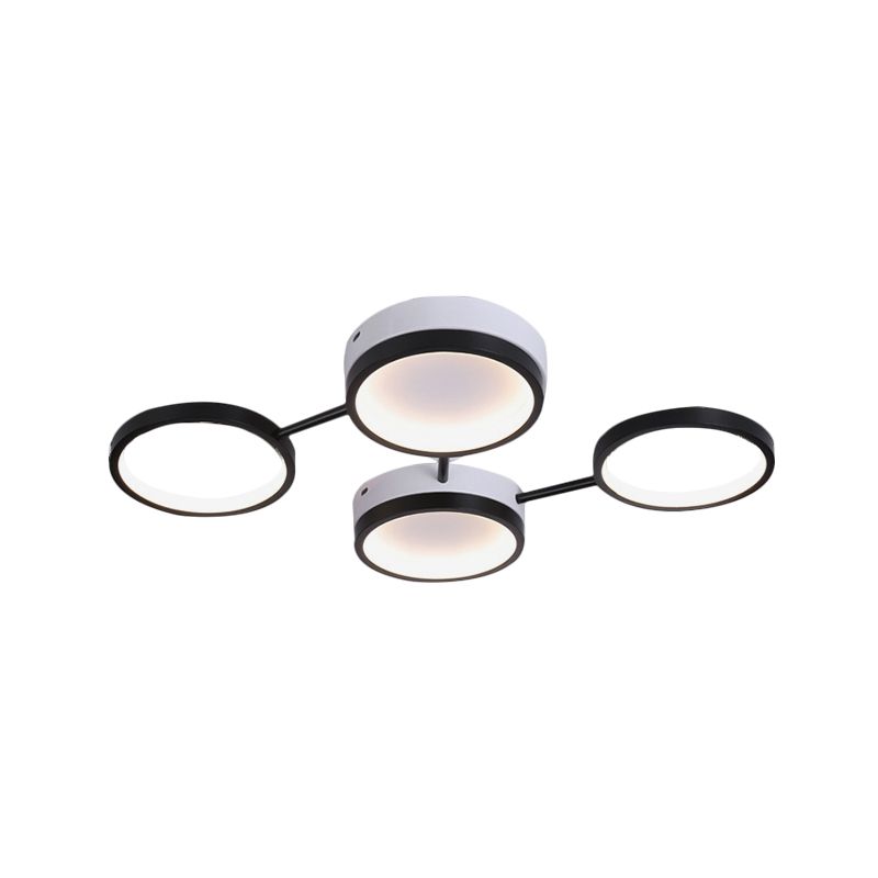 Black Molecular LED Flush Light Nordic Acrylic 4/5 Light Living Room Ceiling Lamp in Warm/White Light