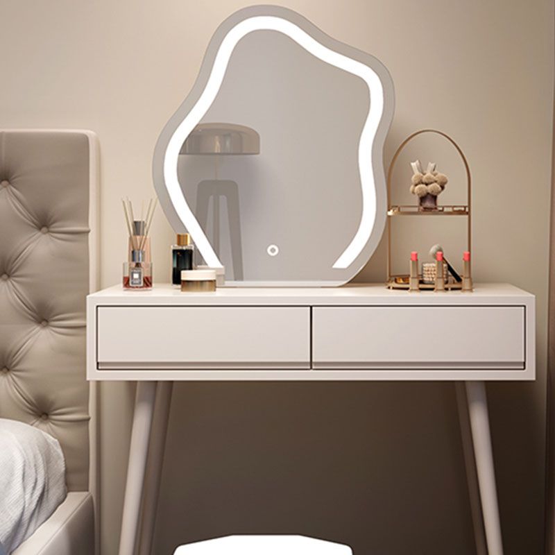 Modern Lighted Mirror Dressing Table Bedroom Makeup Table with Stool Set