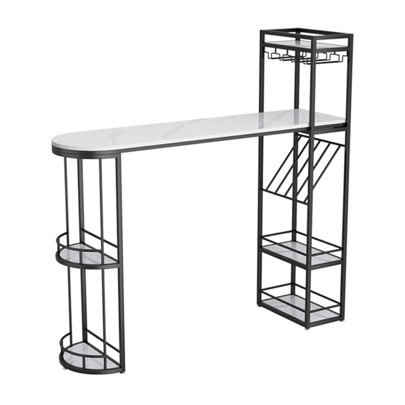 Sintered Stone Top Irregular Shape Pub Table Luxurious Bistro Table with Double Pedestal