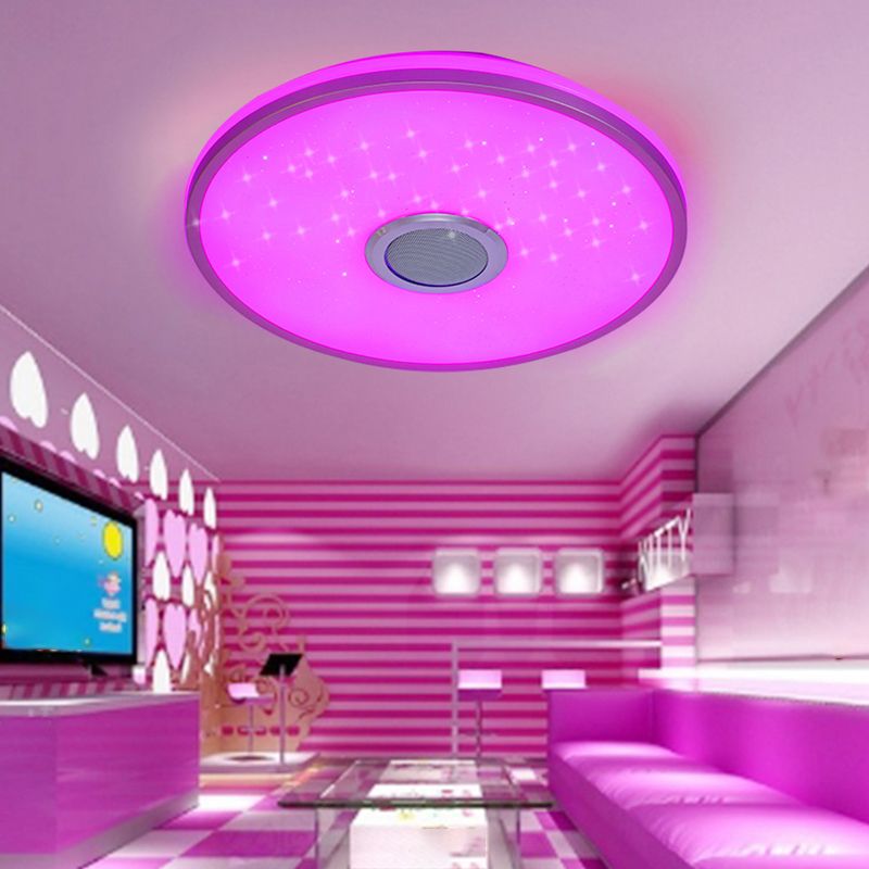 Plafonnier intelligent de forme ronde, moderne, en fer, 1 lumière, encastré, pour étude