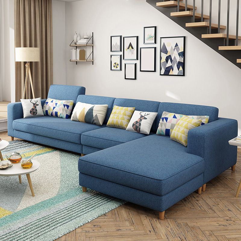 129.92" L Linen Washable Sectional Square Arm Sectional for Living Room