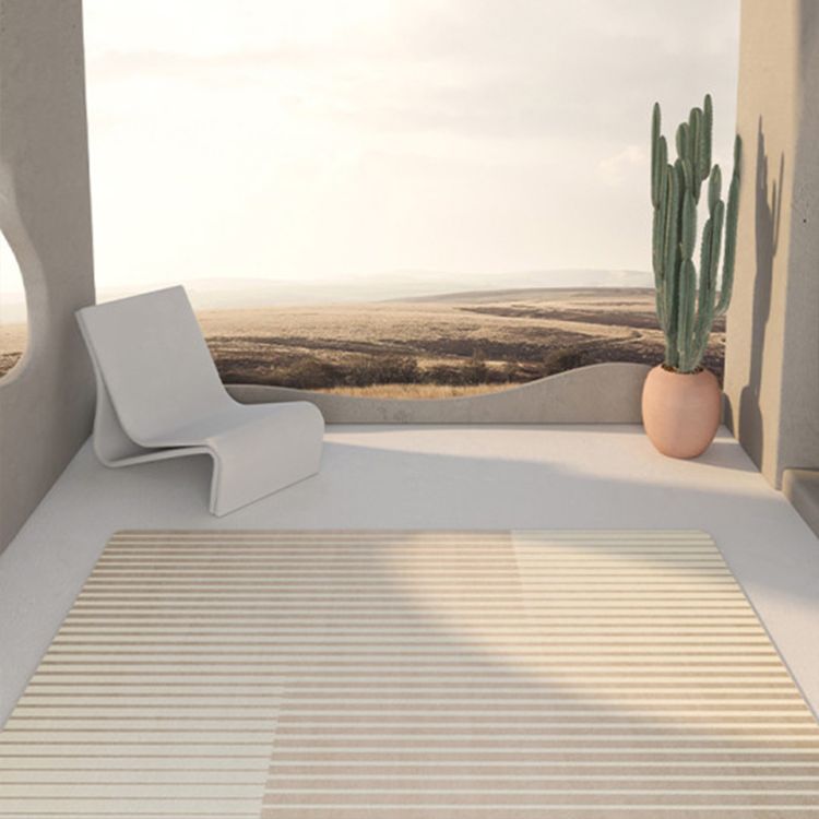 Yellow Tone Modern Area Carpet Polyester Banded Indoor Rug Anti-Slip Backing Carpet for Home Decor