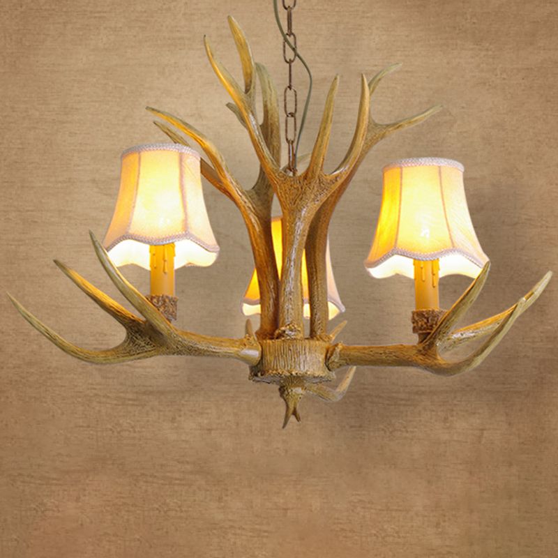 Classic Deer Horn Chandelier Pendant Light Resin Hanging Lighting for Living Room