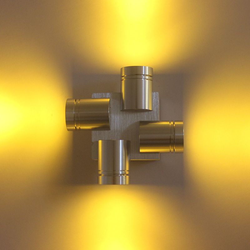 Lámpara de montaje de pared de aluminio cruzada Luz LED de plata contemporánea Luz en amarillo/rosa/azul