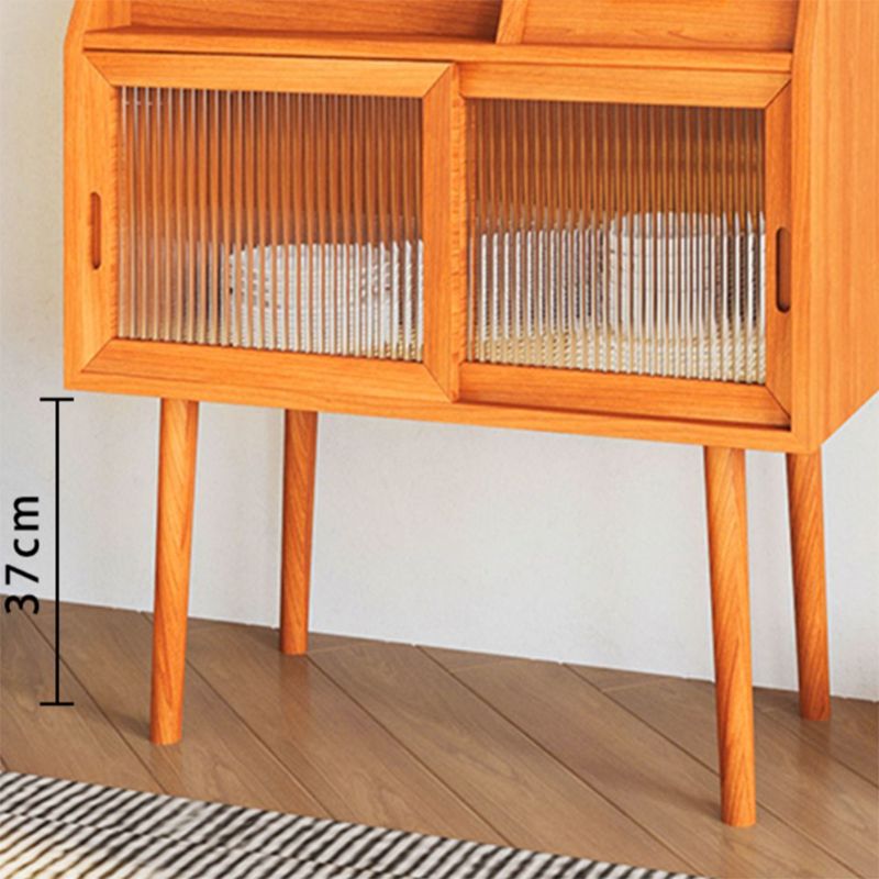 Glass Doors Wooden Display Stand Contemporary China Cabinet with Drawers