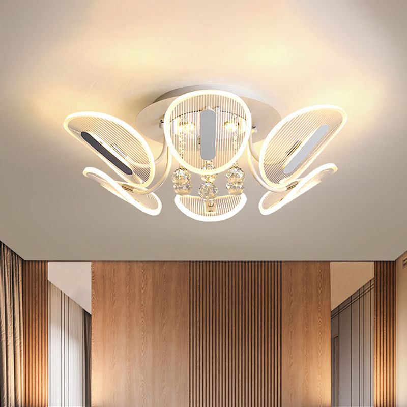 Minimaliste ovale semi-rinceur clair Crystal Ball LED LED Éclairage monte à monture pour chambre à coucher, 25,5 "/31,5" W