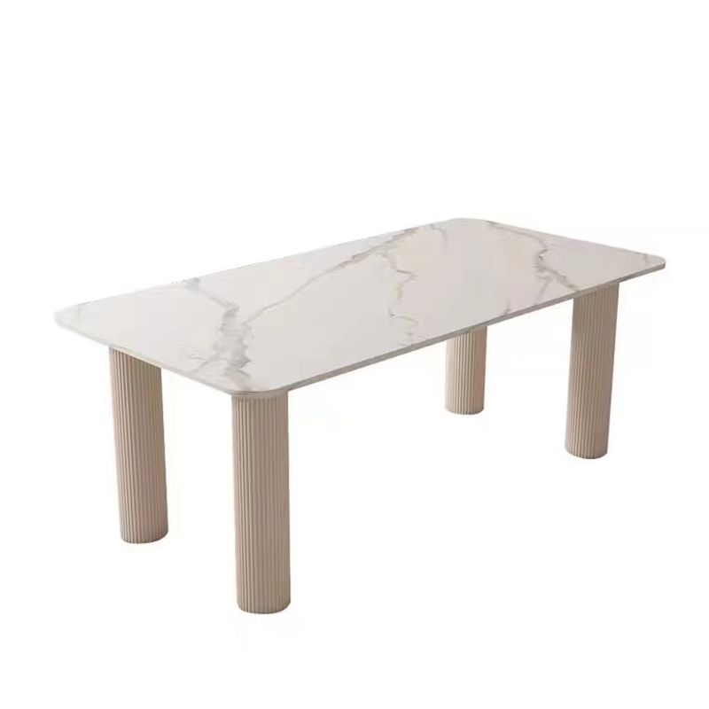 Modern Style 1/4/5/7 Pieces Dining Table Rectangle Stone Furniture in White