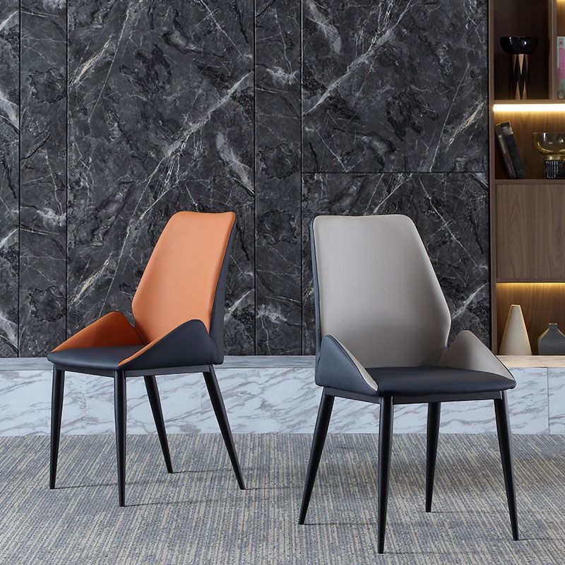 Silla de comedor de metal industrial, sillón de comedor de cuero sintético para uso en restaurantes