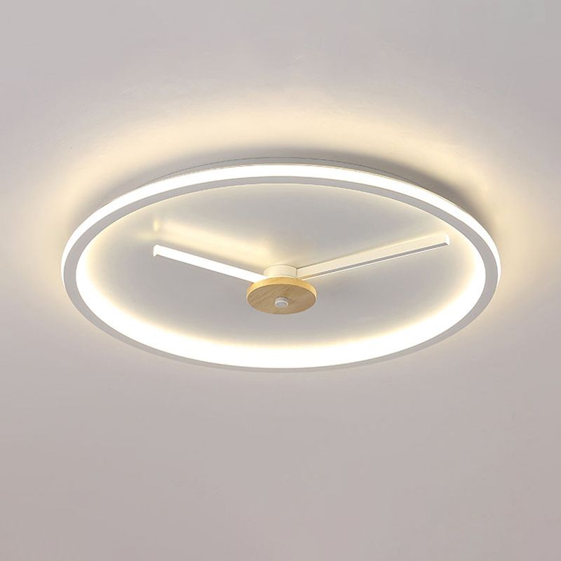 Clock Shaped Flush Mount Lamp Simple Acrylic LED Bedroom Close to Ceiling Light