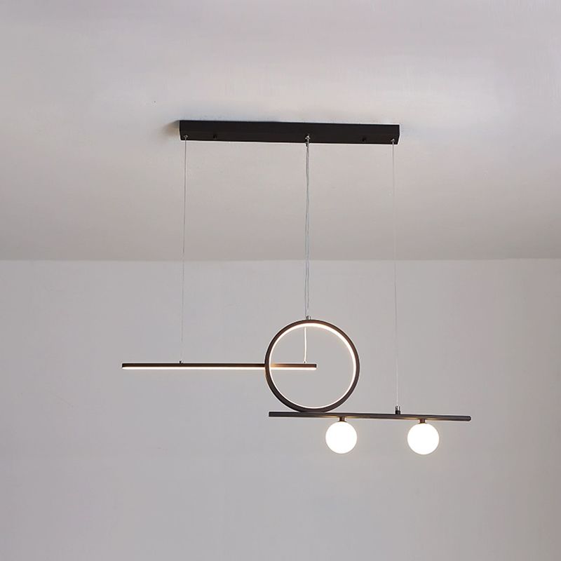 Illuminazione isola lineare lampada sospesa in metallo nordico nero/nero/oro con vetro smerigliato per sala da pranzo