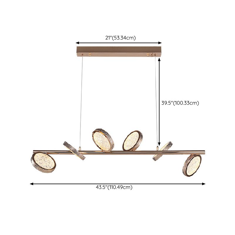 LED 5 / 6 - Light Kitchen Island Light in Gold Metal and Acrylic Ceiling Pendant
