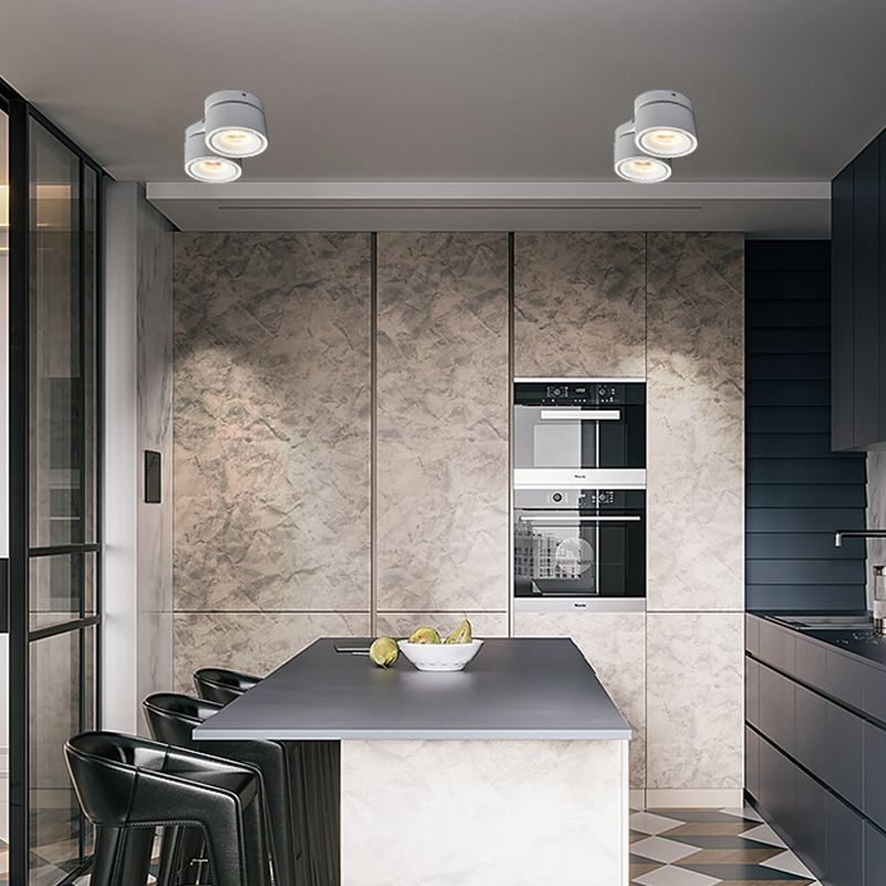 Plafonnier LED de forme cylindrique moderne, montage encastré en aluminium pour salon