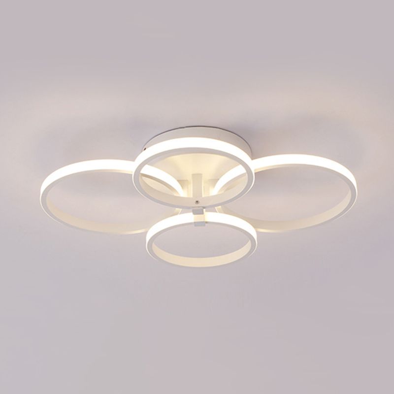 White Loop Forgiato Semiflush Light Minimalism LED Aluminum Soffitto Luce per Bedroom