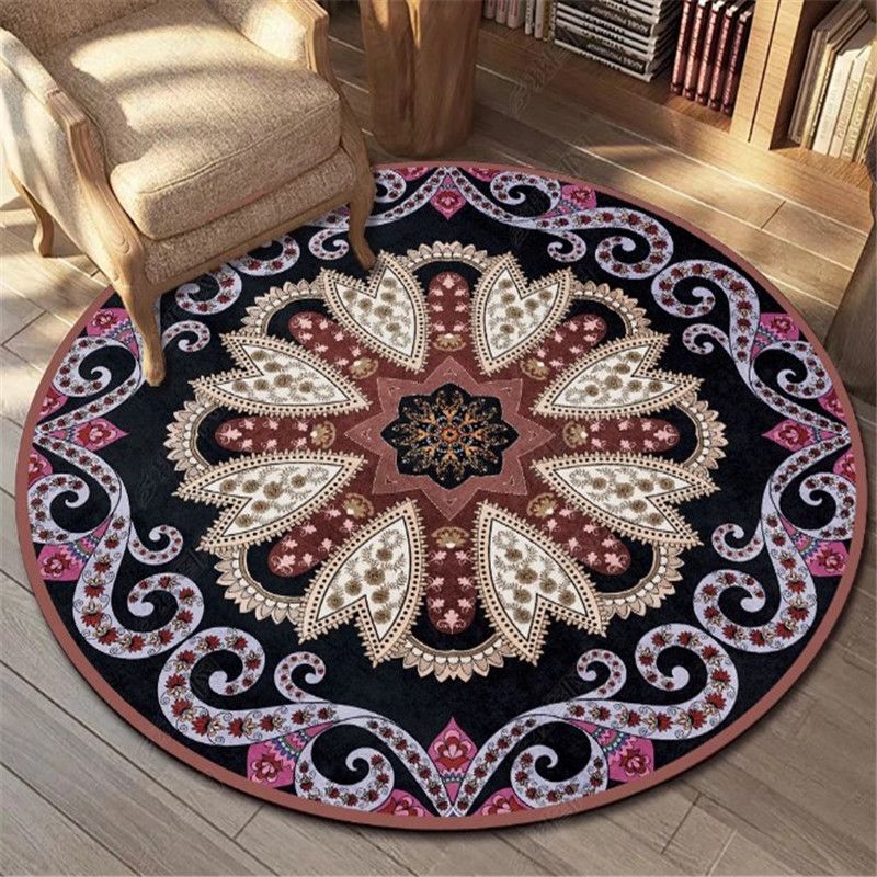 Bohemian Living Room Area Carpet Purple Polyester Area Rug American Pattern Anti-Slip Rug