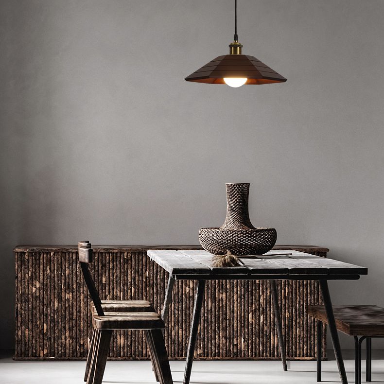 Accesorio de iluminación colgante sombreada de madera Luz de techo de estilo moderno para sala de estar