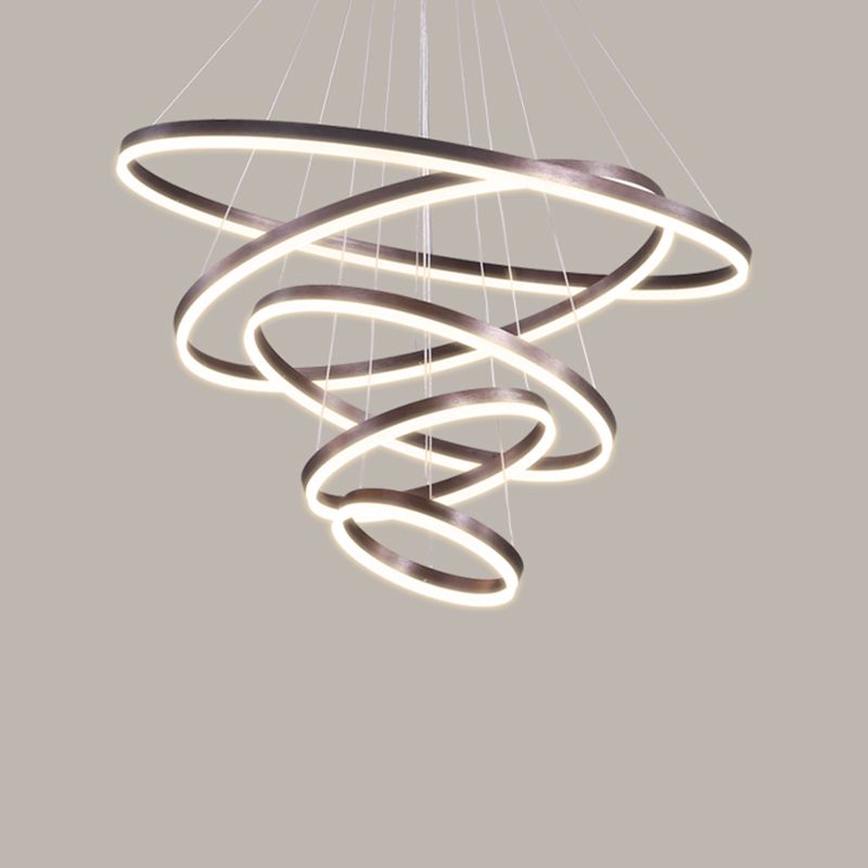 Multi-Rings Multi-Layer Modern Simple Style Metal Hanging Chandelier Lighting Fixtures