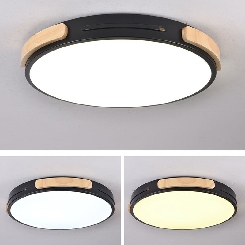 Ronde slaapkamer inbouw plafondlamp Metaal LED Nordic inbouwlamp met houtdecoratie