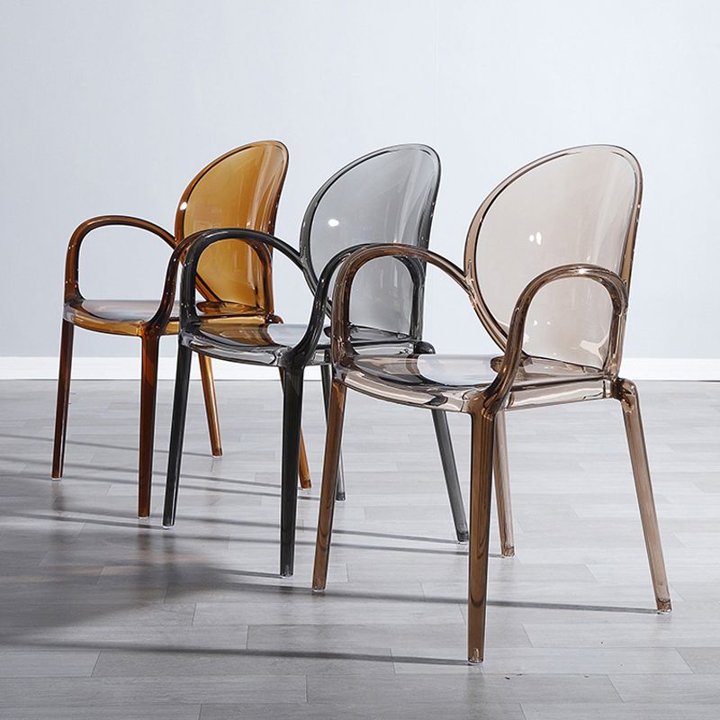 Home Dining Side Chair Kitchen Contemporary Plastic Dining Arm Chair