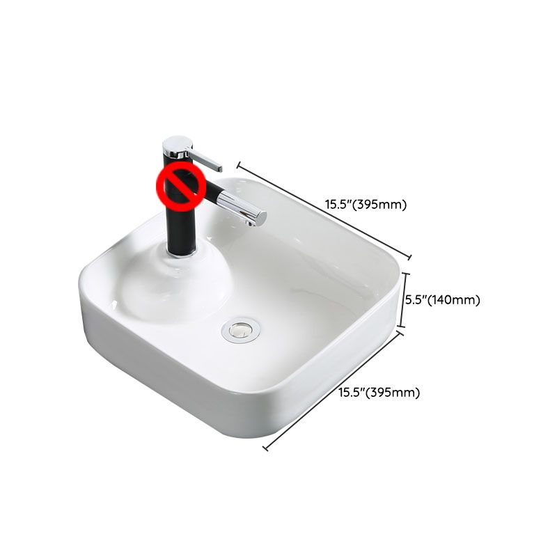 Modern Bathroom Sink Porcelain Rectangle Bathroom Sink in White(Not Including Faucet)