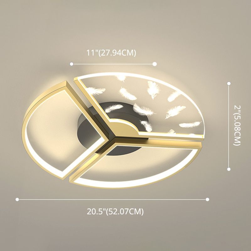 Bedroom LED Flush Light Minimalistic Gold Ceiling Light with Geometric Acrylic Shade