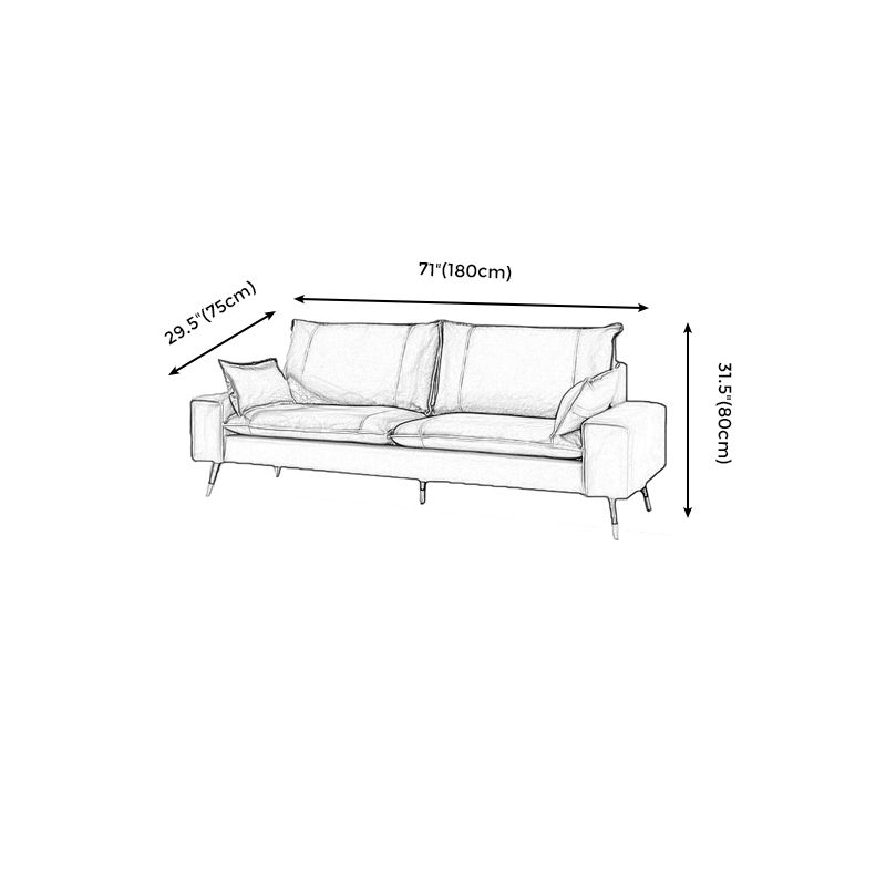 Mid-Century Modern Square Arm Sofa Pillow Back Couch for Living Room