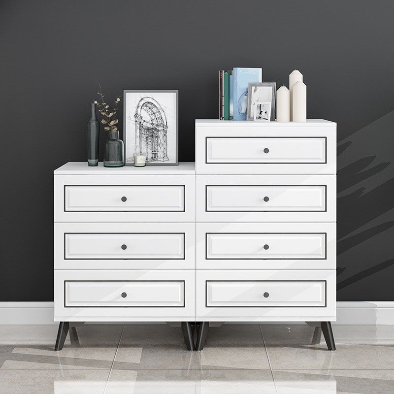 Contemporary Soft-Close Drawers Storage Chest Wood Dresser with Metal Feet