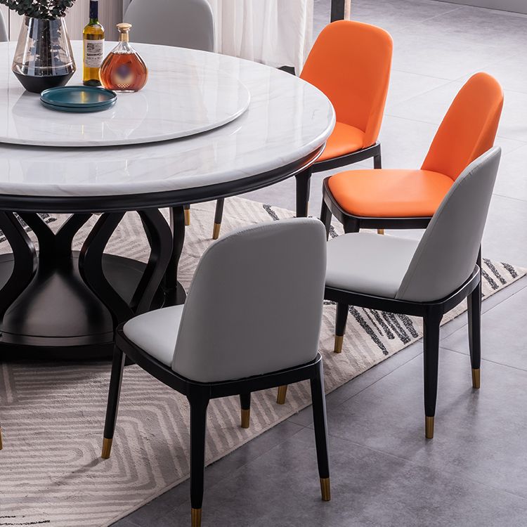Modern Style Side Chair Leather Indoor Dining Chair with Wooden Legs