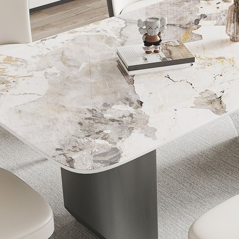 Contemporary Dining Set 1/5/7 Pcs Sintered Stone Dining Table with Upholstered Chairs