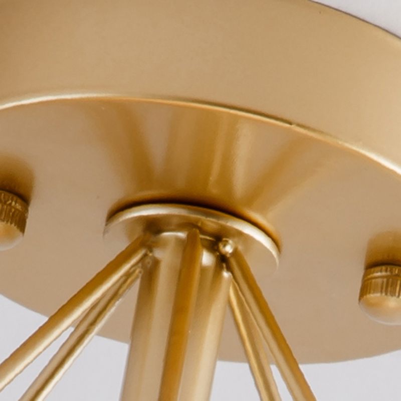 Metal Geometric Shade Flush Ceiling Light Industrial 1 Light Ceiling Light Fixture in Gold