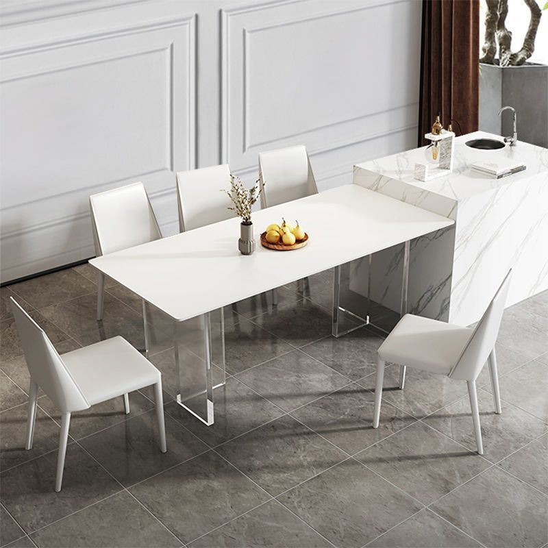 Modern Sintered Stone Top Dining Table Rectangle Table with Plastic Base