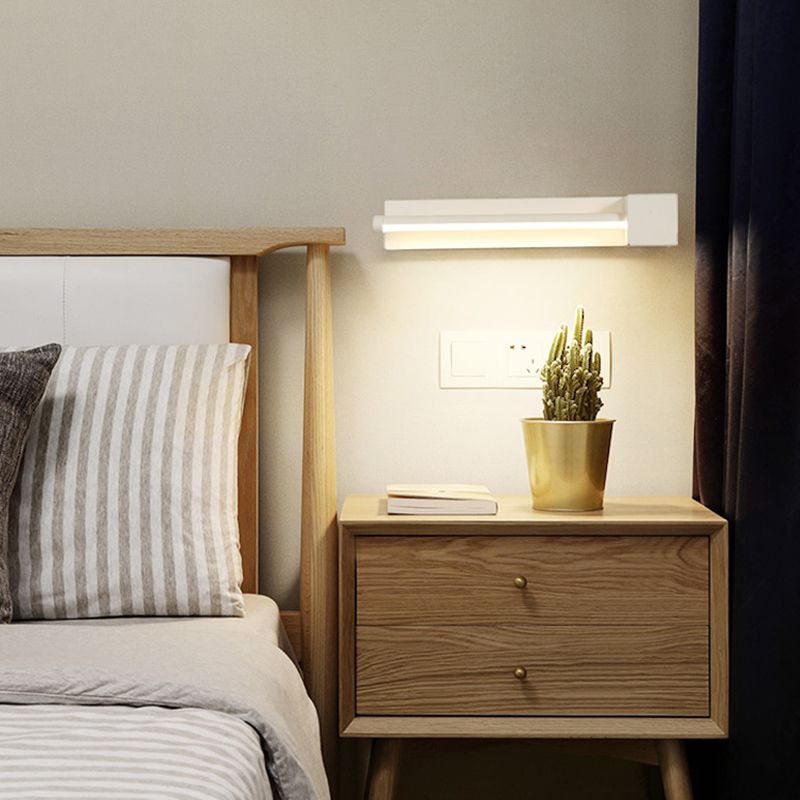 Modern Metal Wall Light Straight Rotatable 12" Wide Wall Sconce for Bedroom