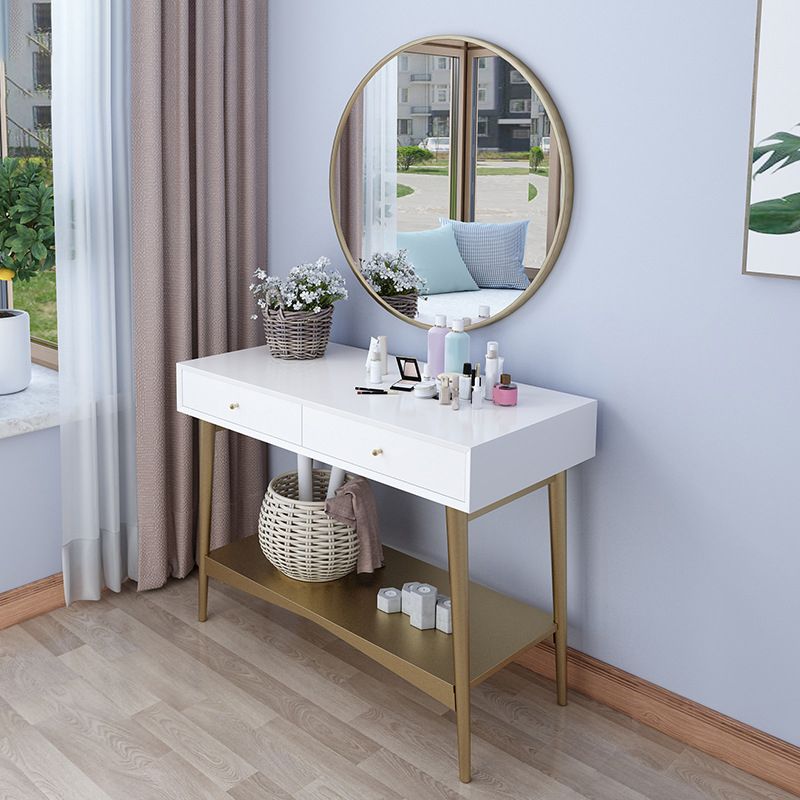 17.71" Wide Makeup Counter with Mirror Vanity Tables with 2 Storage Drawers