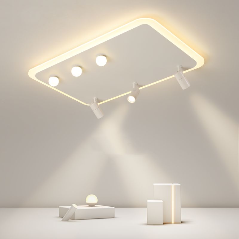 White Flush Mount Ceiling Light LED Ceiling Lamp Fixture with Spotlights for Bedroom