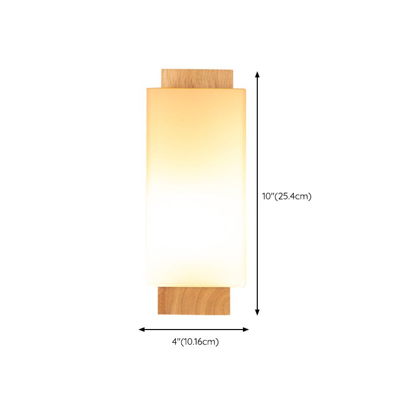 Modernist Wall Sconce Rectangular Wall Light Fixture with Wood for Living Room