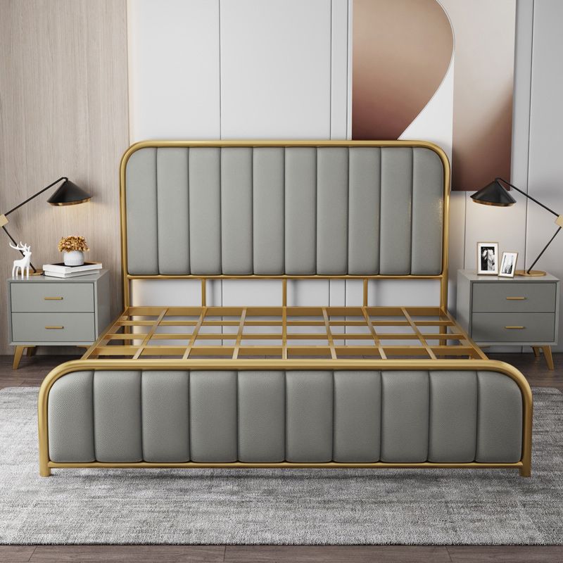 Glam Style Rectangular Headboard Standard Bed with Panel Headboard Bed