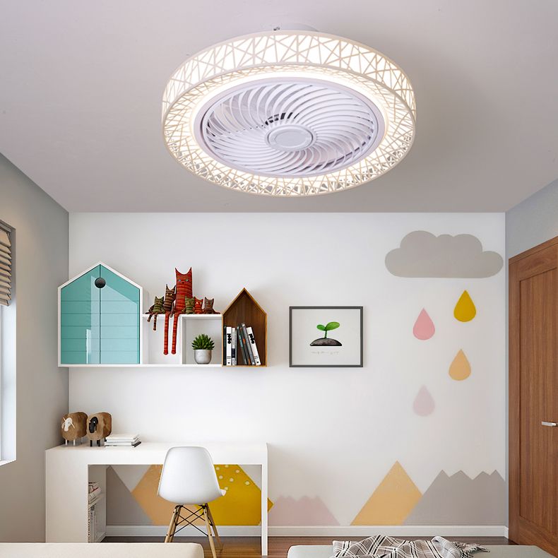 Simple Circle Ceiling Fan Lamp Metal LED Ceiling Flush Mount