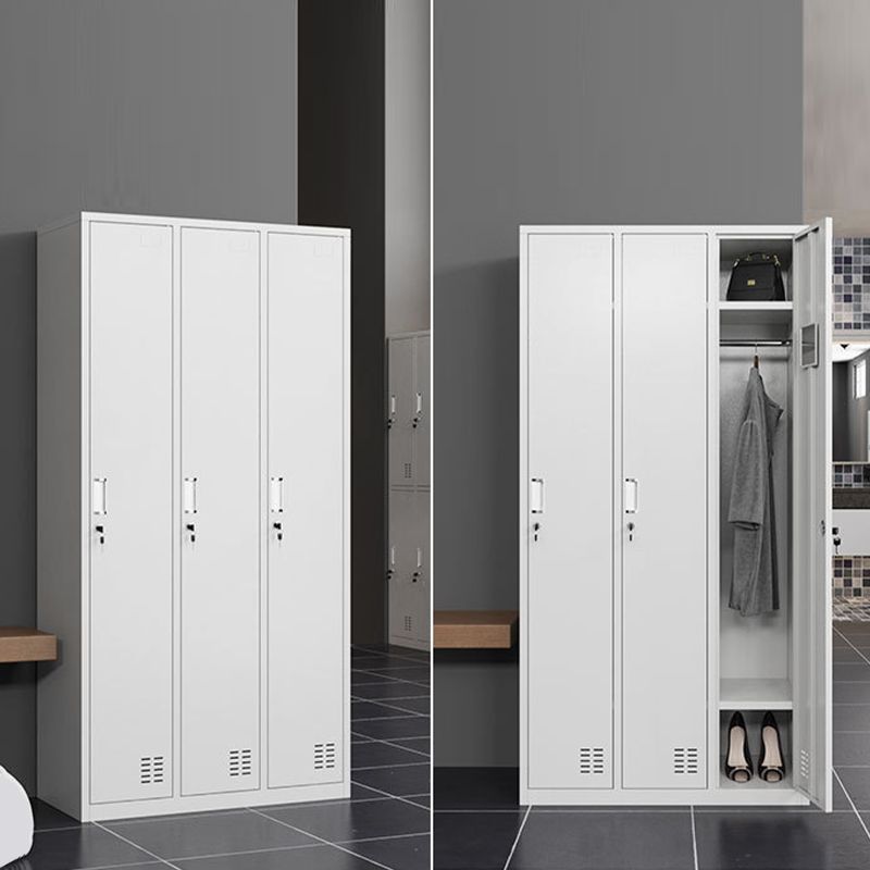 Modern Style Wardrobe Gray Colour Metal Wardrobe Closet with Locks