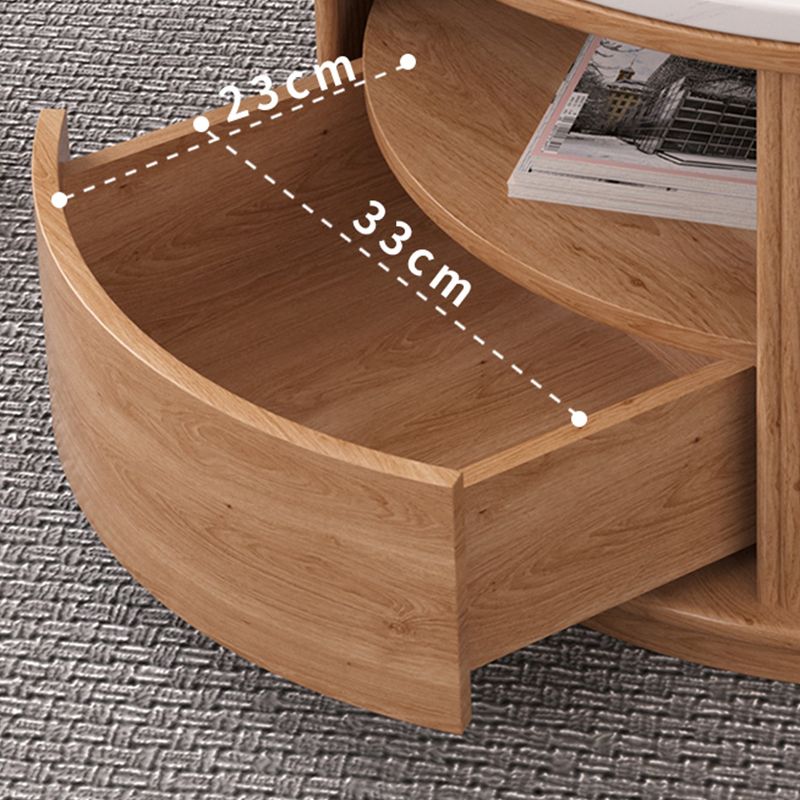 Round Coffee Table Frame Nesting Coffee Table Set with Storage Shelf