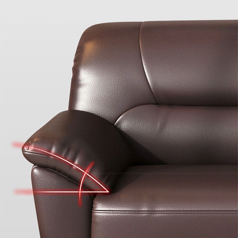 Brown Leather Flared Arm Setee Standard Loose Back Settee Furniture