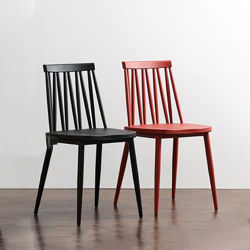 Modern Style Chair Plastic Armless Dining Chair with Metal Base