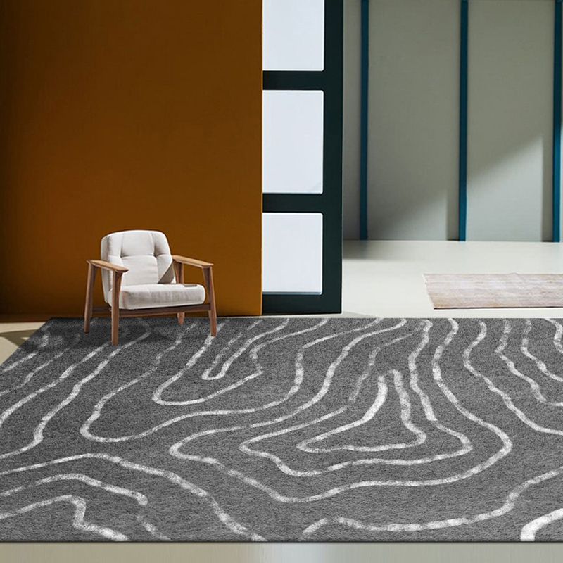 Modern Watercolor Pattern Rug with Swirl Stripe Multicolor Polyester Rug Washable Pet Friendly Non-Slip Area Rug for Living Room