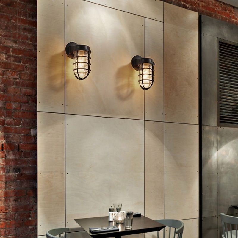 Glass Shaded Lighting Industrial Metallic Wall Light for Foyer