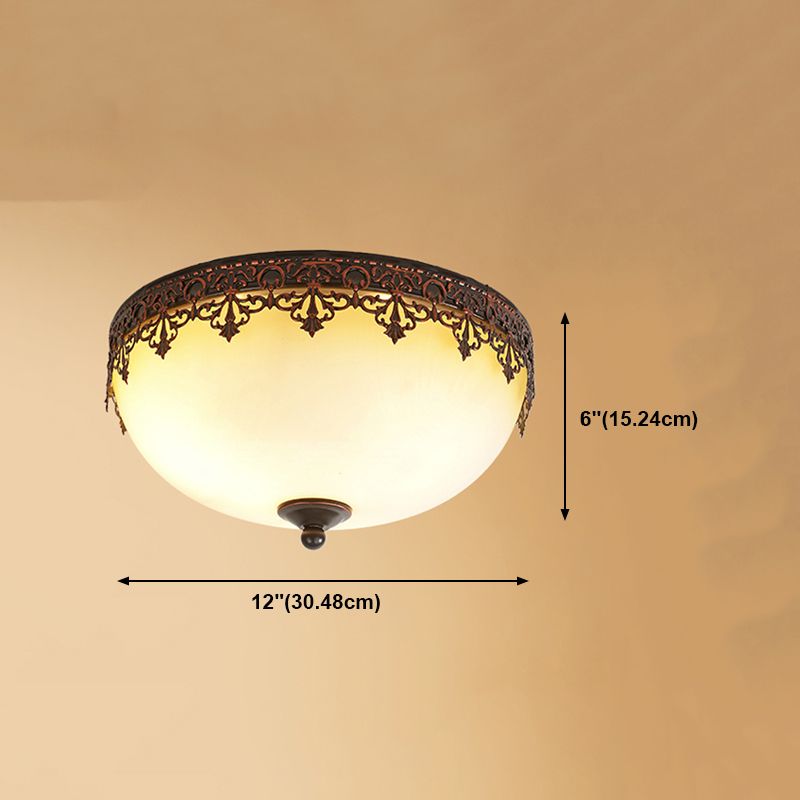 Glass Dome Flush Mount Light Fixture Traditional Living Room LED Ceiling Mount Lighting