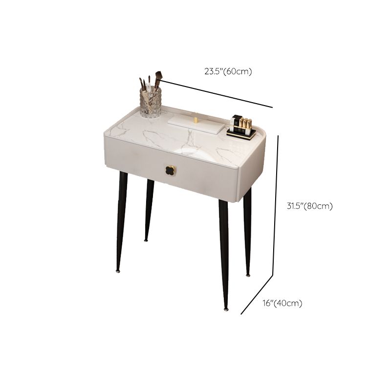 Glam Faux Leather Makeup Counter Bedroom Vanity Dressing Table with Drawer