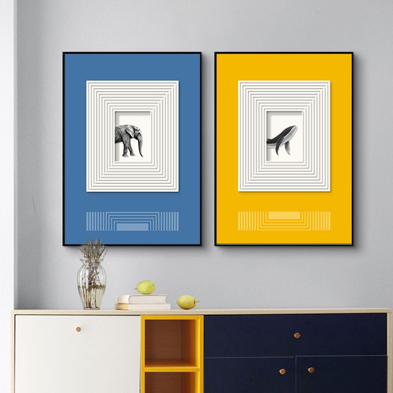 Peinture sous cadre d'animaux texturés, décoration murale artistique pour enfants, couleur douce, pour chambre d'enfant