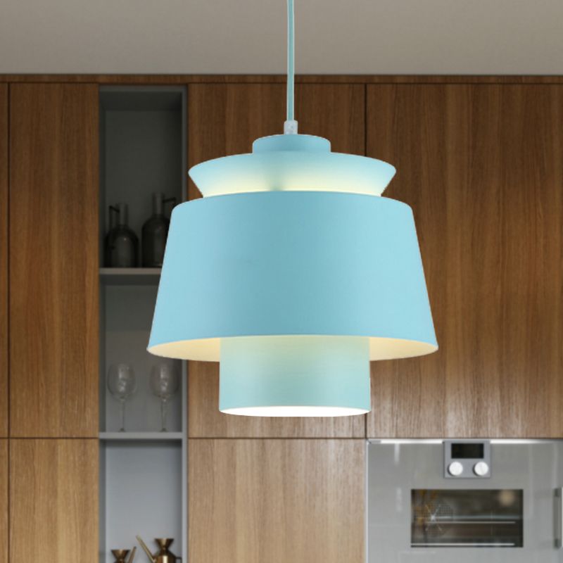 Lámpara de luz colgante de estilo modernista Metálico 1 cabezal Lámpara colgante de sala de estar en negro/gris